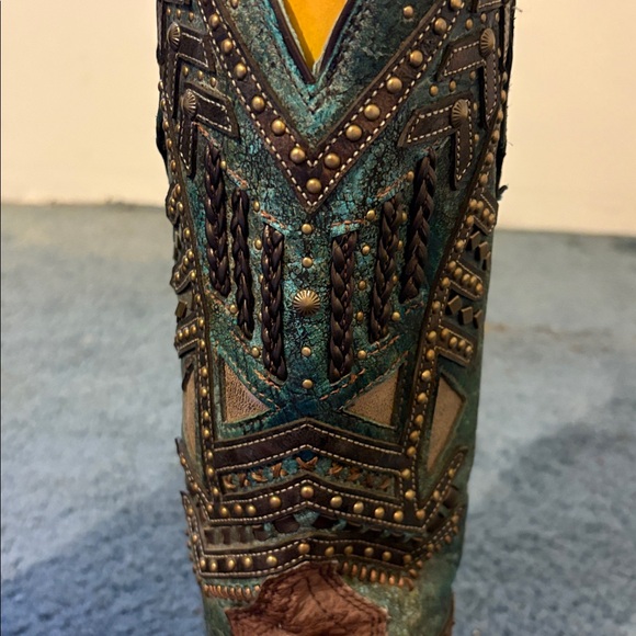 Corral Western boots. Teal and Brown with Copper detailing. Women’s size 8 M - Picture 8 of 9